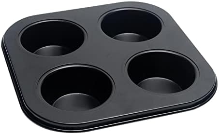 4-Hole Muffin Pan, Bakeware Non-stick Cupcake Baking Pan Mini Pie Pans, Heavy Duty Carbon Steel Muffin Tray Standard Baking Mold Pan for Oven Bakings (COLOR:Black, 1pc)
