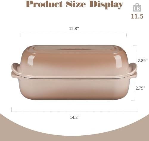 EDGING CASTING Enameled Cast Iron Loaf Pan with Lid, Bread pan, Dutch Oven Bread pan for Homemade Sourdough Bread Baking, 12.5x5.5 inch, 5qt, Mocha