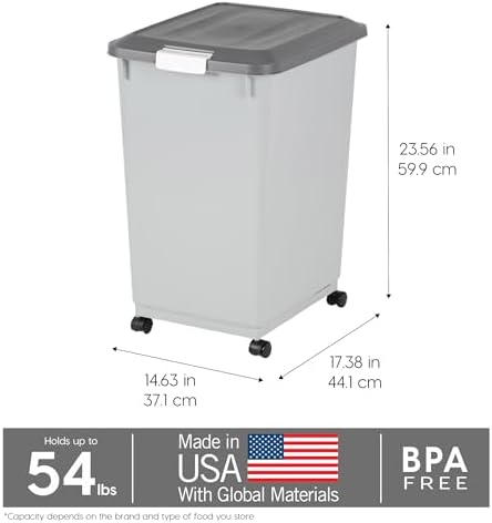 IRIS USA Dog Food Storage Container, 2-Pack, Up to 54 lbs, Gray/Dark Gray