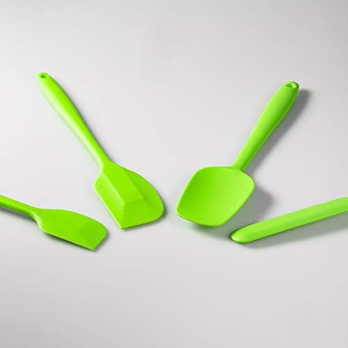 4-Piece Silicone Spatula Set with Stainless Steel Core, Green