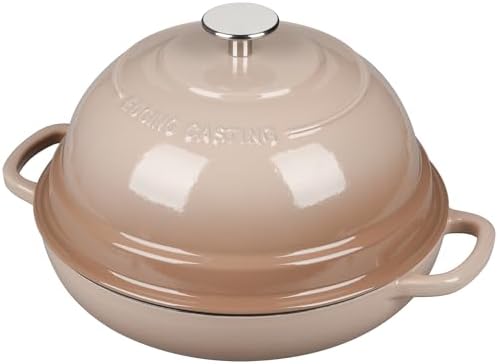 EDGING CASTING Enameled Cast Iron Dutch Oven Pot with Lid, Round Bread Oven for Homemade Sourdough Bread Baking, 6 Quart, Mocha