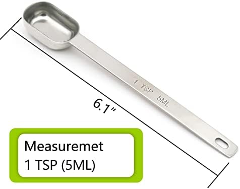3PCS 1TSP(5ML) Measuring Spoon, Stainless Steel Long Handle Teaspoons