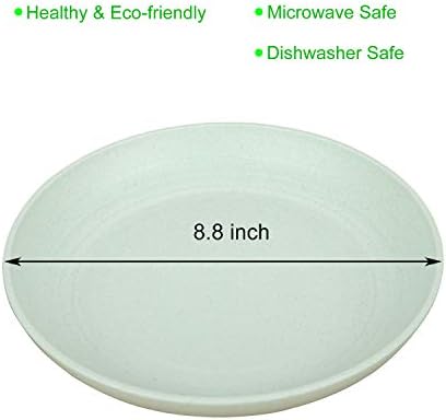 8.8 Inches Unbreakable Wheat Straw Plates - Reusable Plate Set - Dishwasher & Microwave Safe - Perfect for Dinner Dishes - Healthy, BPA Free & Eco-Friendly (8.8 Inches)