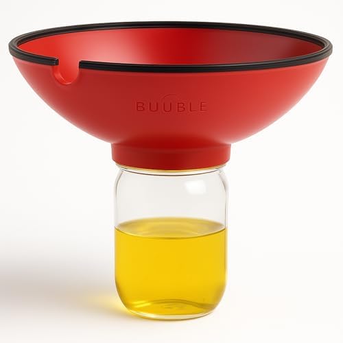 Ultimate Grease Drainer & Food Strainer (Red) Premium Heat-Resistant Silicone Colander for Bacon, Ground Beef, Pasta & Veggies; Fits Pans, Cans & Jars; Dishwasher Safe