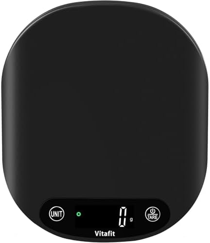 Vitafit 33lb/15kg Digital Food Scale in High Precision 0.1oz/1g, Our Own Kitchen Scale Professional Factory Since 2001, Home and Kitchen Essentials for Cooking and Baking, LED, 3*AAA Batteries, Black