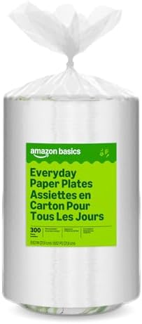 Amazon Basics Everyday Paper Plates, 8.62 Inch, Disposable, 300 Count, Packaging May Vary