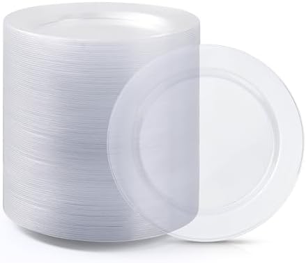 Bestluck 100PCS Clear Plastic Dessert Plates 7inch