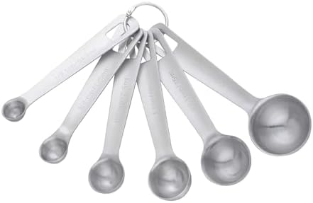 DOCBLACK Measuring Spoons, Heavy Duty 18/8 Stainless Steel Measuring Spoons Cups Set, Set of 6 for Gift Measuring Dry and Liquid Ingredients - Silver