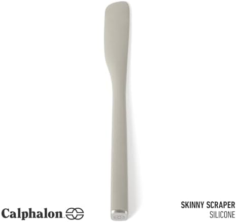Calphalon Edge Jar Scraper, 9-Inch Silicone Jar Spatula, Flexible Cleaning Scraper for Jars, Bottles & Containers, Slim Heat-Resistant Nonstick-Safe Kitchen Tool, Taupe