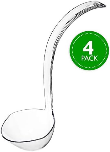 Plasticpro Disposable Plastic Soup/Punch Laddle Durable Heavy Duty Premium Serving Utensils Clear Pack of 4