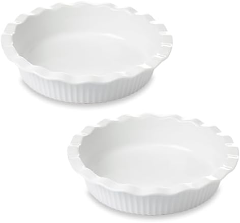 WishDeco Pie Pan for Baking Set of 2, Ceramic Baking Pan 9 Inch