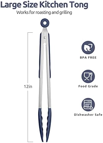U-Taste Kitchen Tong for Cooking, 480ºF Heat-Resistant, 12in/Midnight Blue