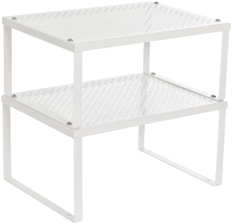 SONGMICS Set of 2 Metal Spice Racks, Stackable Expandable Shelf Risers