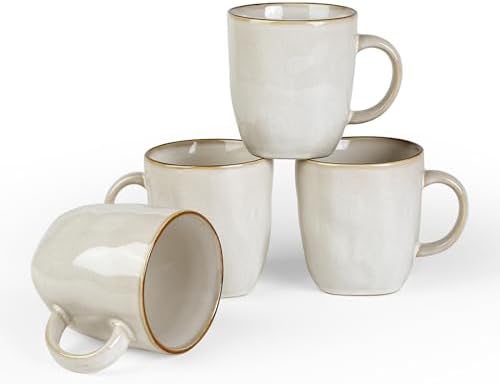 famiware Coffee Mugs Set of 4, Ocean Square 13oz Coffee Cup Set with Handle