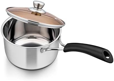 Herogo 1 Quart Saucepan with Lid, 18/10 Stainless Steel Small Sauce Pan Pot, 1Qt Saucepan for Gas Electric Stove Top Camping, Healthy & Rust Free