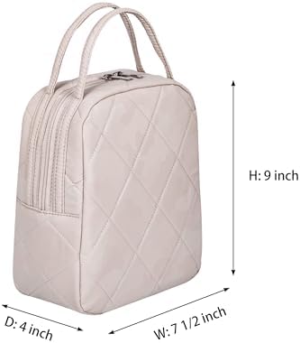 Machine Washable Women Quilted Fabric Insulated Reusable Cooler Lunch Bag Tote Adult Thermal Lunch Box Storage Bag for Ｗork (Cloud Camo)