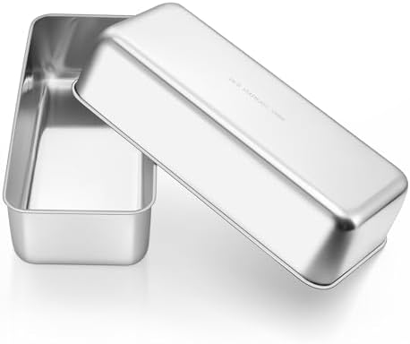 E-far Loaf Pan for Homemade Bread, 12” x 5” Stainless Steel Loaf Pans, 2PCS