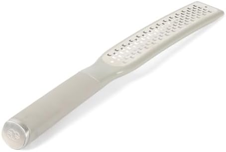 Calphalon Edge Lemon Zester, Stainless Steel Fine Citrus Grater for Lemon, Garlic & Ginger, Handheld Kitchen Zester with Protective Cover & Ergonomic Handle, Taupe