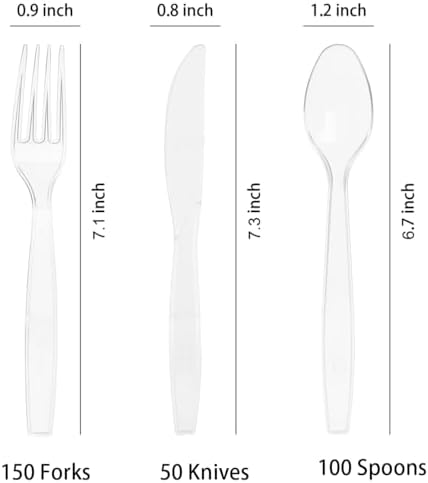MOACOCK 300 Count Heavy Weight Clear Plastic Silverware