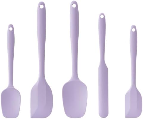 Silicone Spatula Set,5 Piece Food Grade Rubber Spatulas,Lavender
