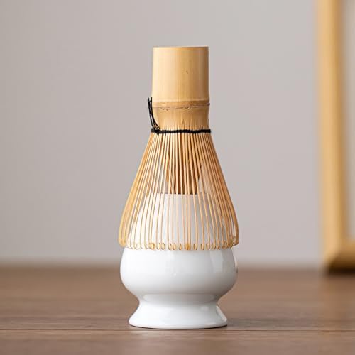Ceramic Matcha Whisk Holder Stand for Bamboo Matcha Chasen (White)