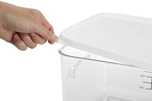 Rubbermaid Commercial Products Plastic Space Saving Square Food Storage Container, 18 Quart, Clear, for Kitchen/Sous Vide/Food Prep