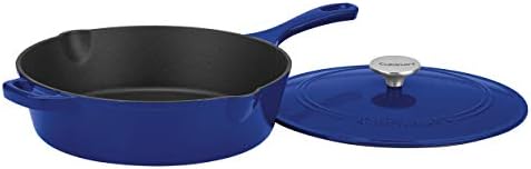 Cuisinart Chef's Classic Enameled Cast Iron Dutch Oven with Lid, Porcelain Enameled Interior, Oven Safe, Induction Compatible, 12-Inch, Chicken Fryer, Colbat