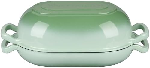VORRINGARD Enameled Cast Iron Sourdough Bread Oven, Dutch Oven, Loaf Cast Iron Bread Pan for Homemade Bread Baking, Meatloaf Pan with Lid, 5QT, Green