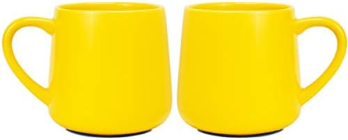 Bosmarlin Glossy Ceramic Coffee Mug, Tea Cup for Office and Home, 18 oz, Suitable for Dishwasher and Microwave(Yellow, 2)
