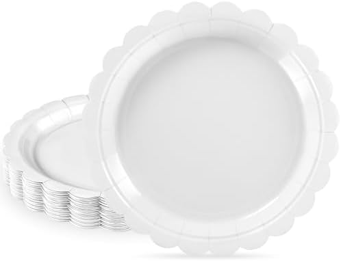 NatNarr 30 Pk White Desset Cake Plates 7" Scalloped White Paper Plates
