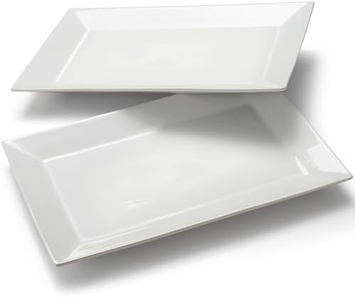 18" x 12" Large Serving Platters Set of 2, Porcelain Serving Trays