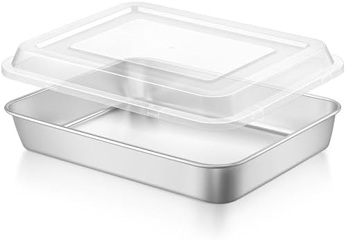 LIANYU Baking Cake Pan Set with Lid, 12⅓ x 9¾ x 2 Inch Lasagna Brownie Pan