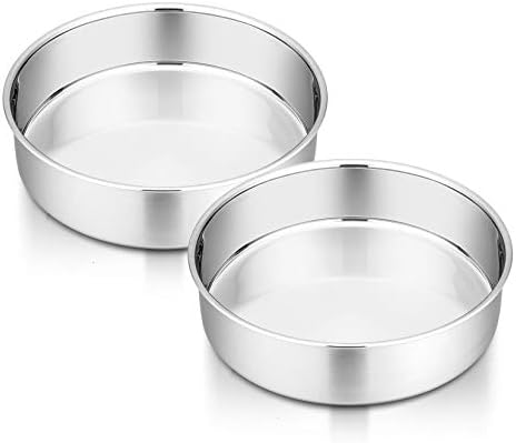 P&P CHEF 6 Inch Cake Pan Set of 2, Stainless Steel Round Baking Cake Pans