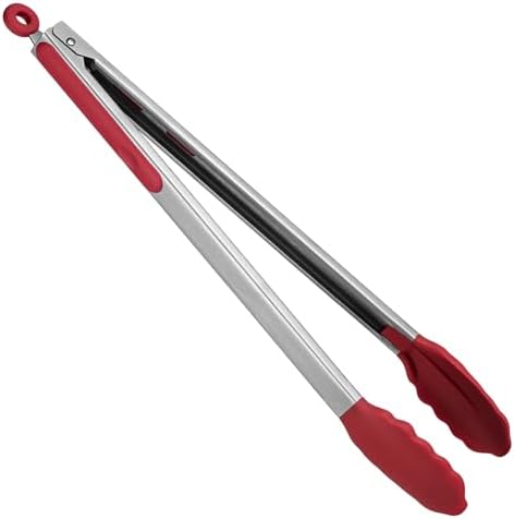 U-Taste Kitchen Tong for Cooking, 480ºF Heat-Resistant Silicone, 16in/Red