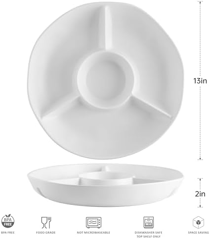 Melamine Chip and Dip Serving platter, 13’’ Serving Tray, Set of 2