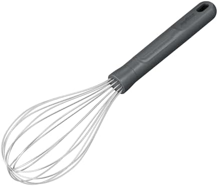 Zyliss Hand Whisk - Sustainable Wheat Straw & Stainless Steel - Balloon Whisk with Grip Lines - Dishwasher Safe - Ideal for Cooking, Mixing, Beating Eggs - Beluga Grey, 26cm x 6cm - Medium