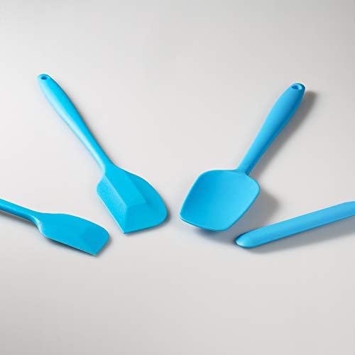 4-Piece Silicone Spatula Set with Stainless Steel Core, Blue