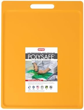 Dexas NSF Certified Polysafe Cutting Board with Handle, 11 x 14.5 Inches, Reversible Kitchen Cutting Board, Yellow