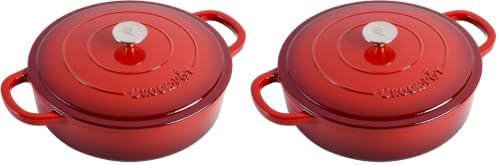 Crock-Pot Crock Pot Artisan Enameled Cast Iron Braiser W/Lid, Scarlet Red, 5 quarts (Pack of 2)