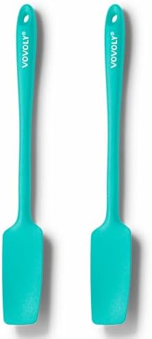 2-Pack Vovoly Silicone Jar Spatula, Long Handle Jar Spatulas, High Heat Resistant Small Rubber Spatula, Seamless Design, Stainless Steel Core, BPA Free, Teal