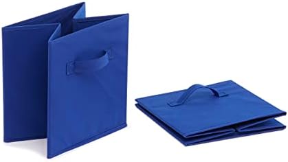 Amazon Basics Collapsible Fabric Storage Bins with Handles, Cube Organizer for Home Organization, 10.5"x10.5"x11", Navy, 6 Count (Pack of 5)