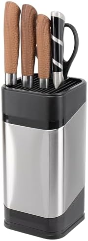 RedCall Kitchen Knife Holder,Stainless Steel Universal Knife Block for Kitchen Counter,Space-Saving Knife Storage Organizer Countertop,Knife Block Holder without Knives (Black)