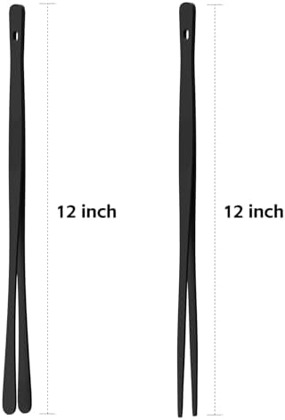 Tifanso 2PCS 12" Stainless Steel Precision Serrated Tongs for Cooking
