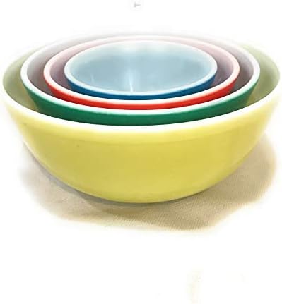 Vintage Pyrex Primary Colors Mixing Bowl Set - Blue, Red, Green, Yellow