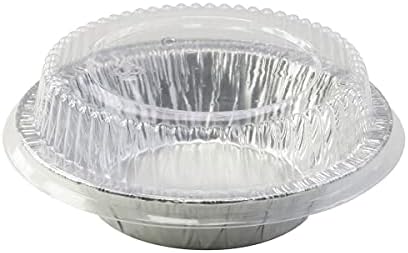 SAFCA KitchenDance Disposable Aluminum Foil Tart Pan with Lid - 5" Aluminum Foil Individual Pie Pans, Mini Pie Pans, Pot Pie Tins, Baking Pan Perfect for Pies, Cobblers - 501P, (25)