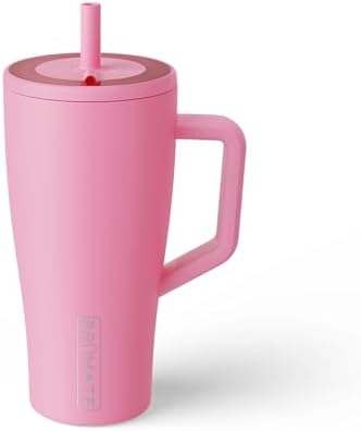 BrüMate Era 30 oz Tumbler with Handle & Straw | 100% Leakproof Insulated Water Bottle Tumbler with Lid & Flexible SoftSip Straw | Made of Stainless Steel | Cup Holder Friendly | 30oz (Primrose)