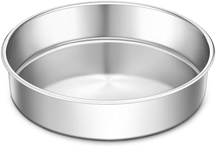 LIANYU Cake Pan 9 Inch Round, Stainless Steel Round Wedding Cake Baking Pan