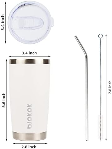 BJPKPK 20 oz Coffee Tumbler with Lid, Straw, Insulated Stainless Steel Mug