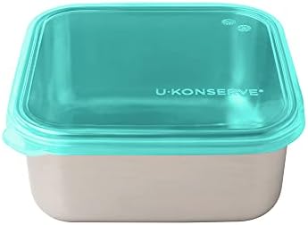 U-Konserve 30 oz Stainless Steel Bento Box Food Container Teal Silicone Lid