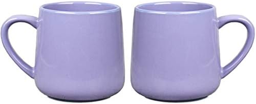 Bosmarlin Glossy Ceramic Coffee Mugs Set of 2, Tea Cup for Office and Home, 18 oz, Suitable for Dishwasher and Microwave(Purple, 2)